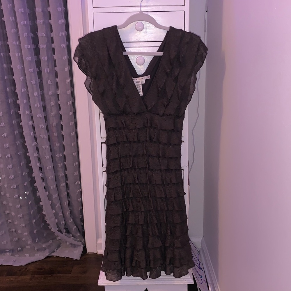Bronze v neck Max studio ruffle dress